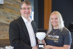 Krysta Markham from Nature Fresh Farms accepts Best English Cucumber Award